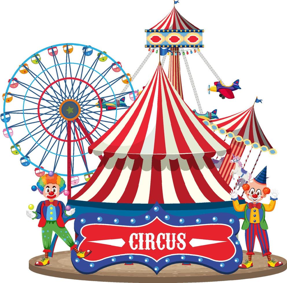 Circus dome at amusement park on white background vector