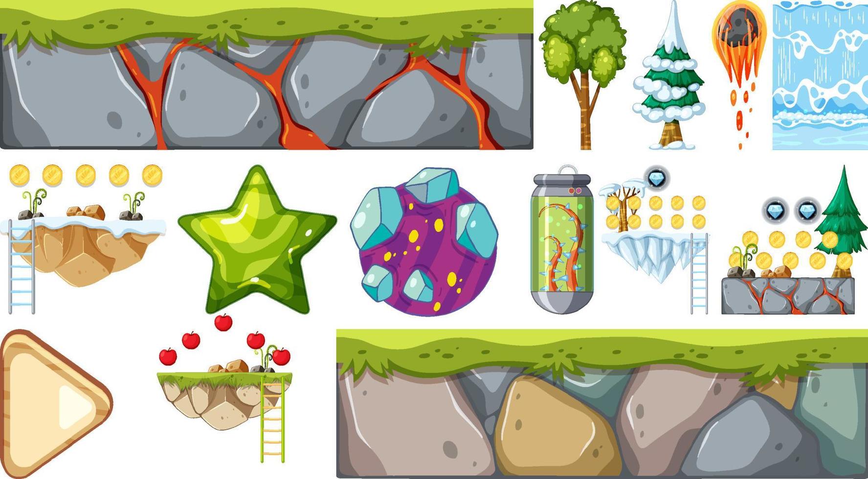 Set of isolated game objects and elements vector