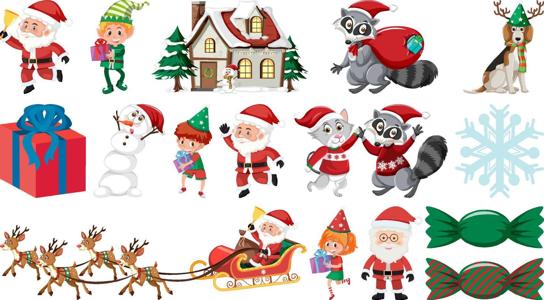 Set of isolated objects of christmas theme vector
