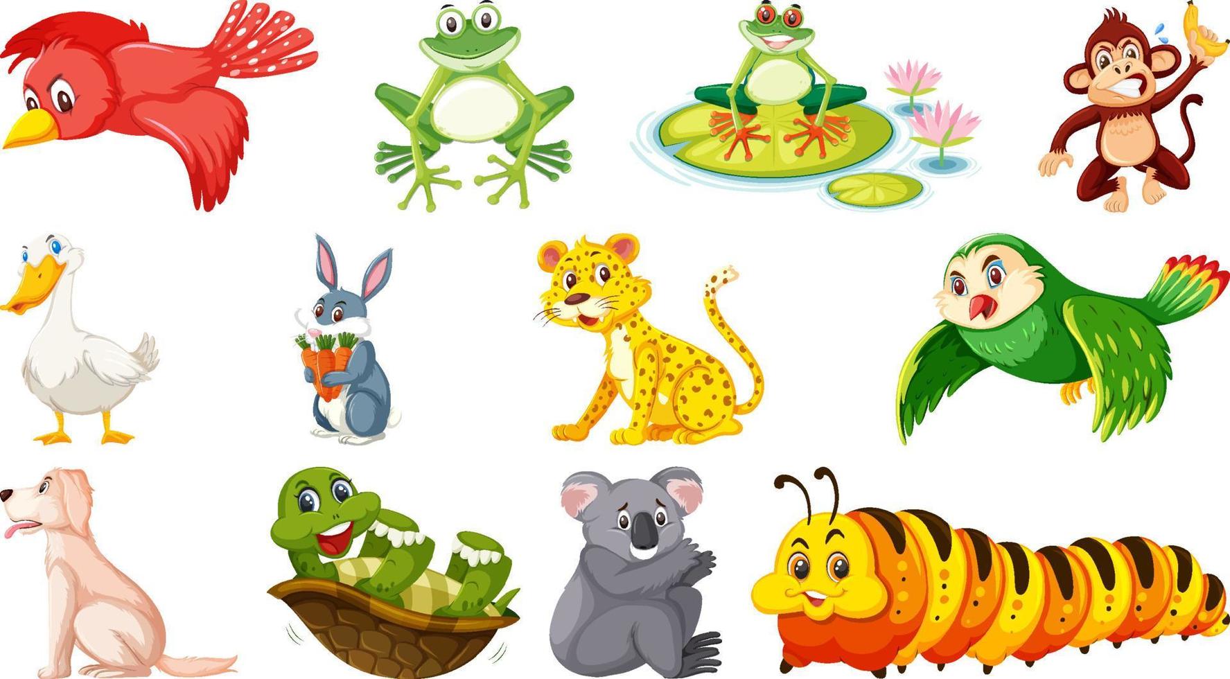 Set of isolated various animals vector