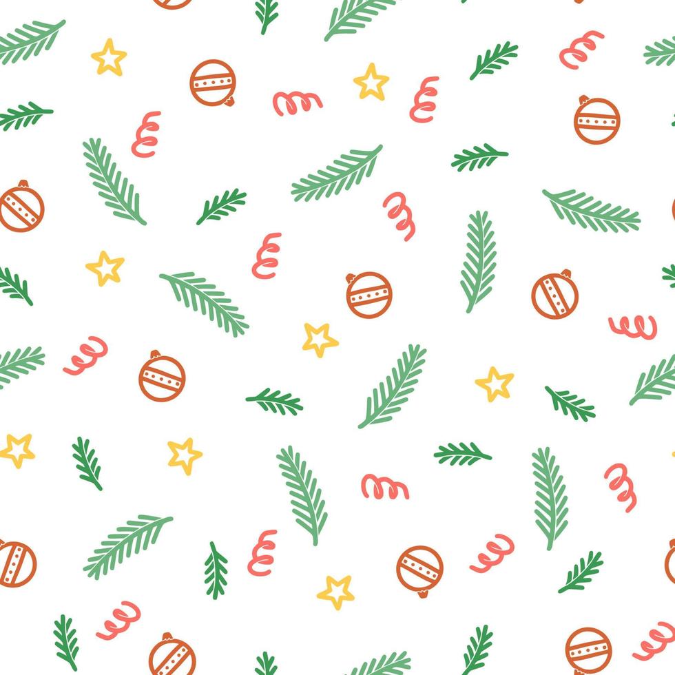 Christmas doodle ball seamless pattern vector