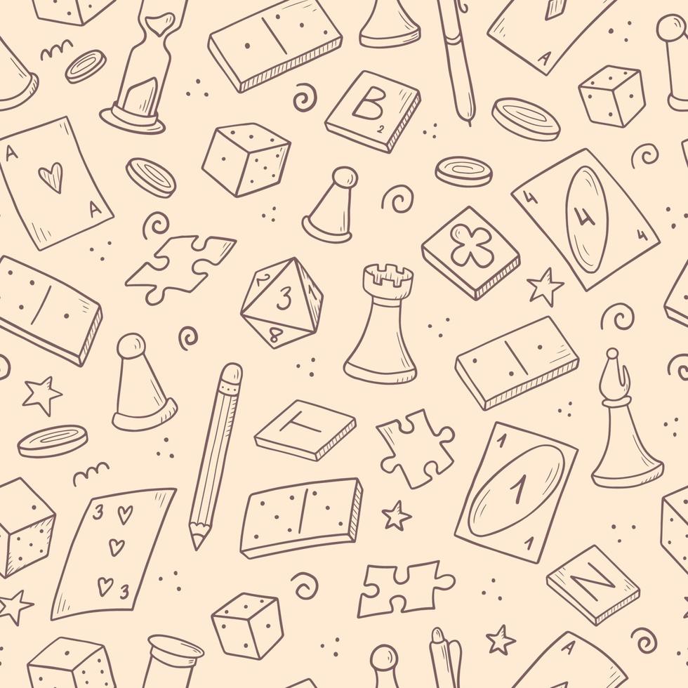 Hand drawn seamless pattern of board game vector