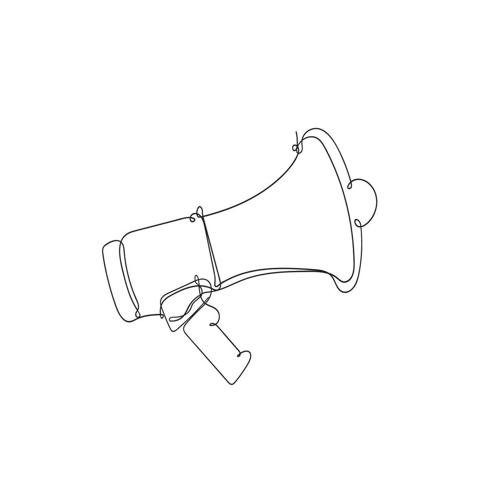 handdrawn doodle megaphone illustration in continuous line drawing