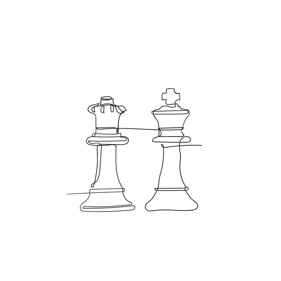 hand drawn doodle continuous line drawing chess in line art style vector