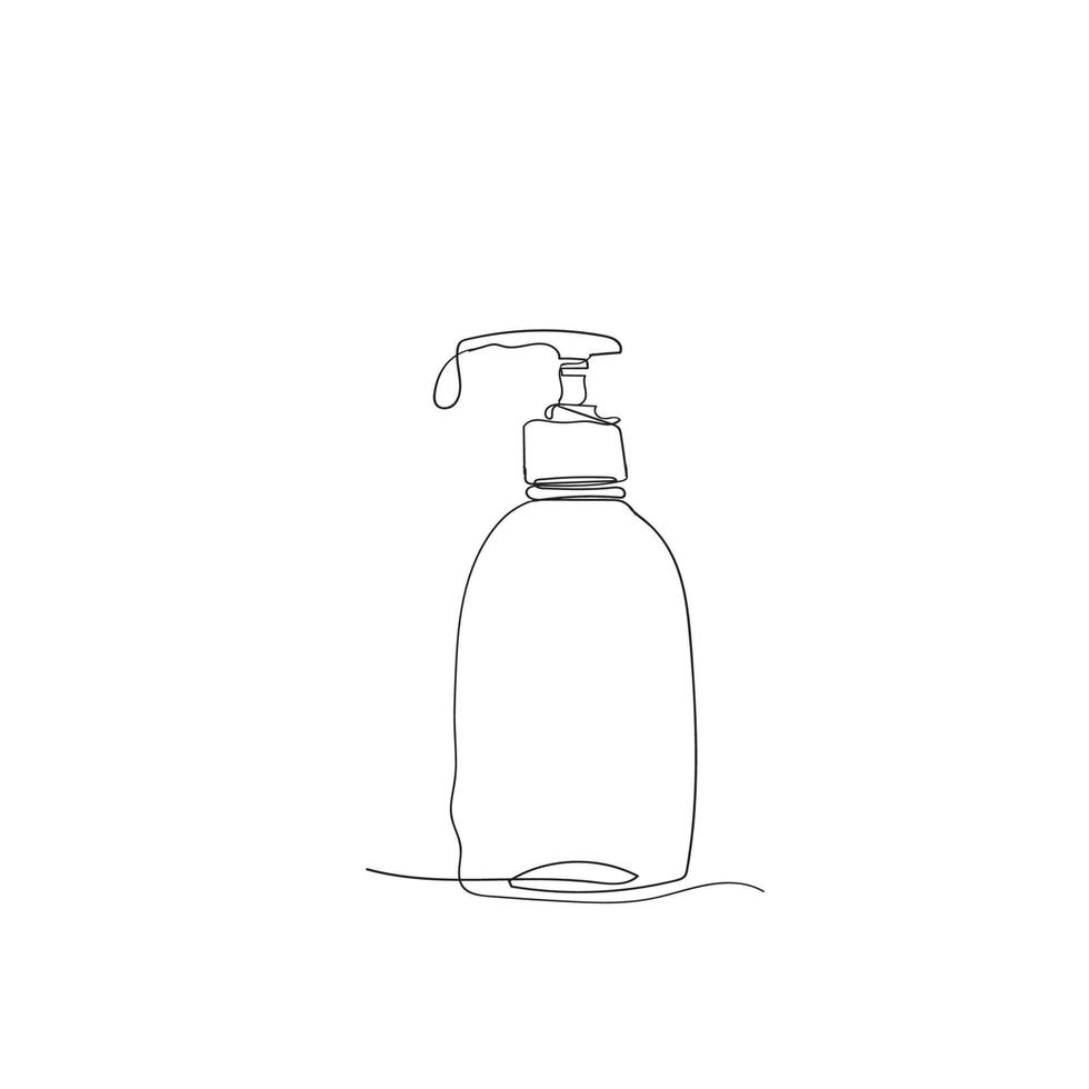 soap bottle pump illustration in continuous line drawing style vector