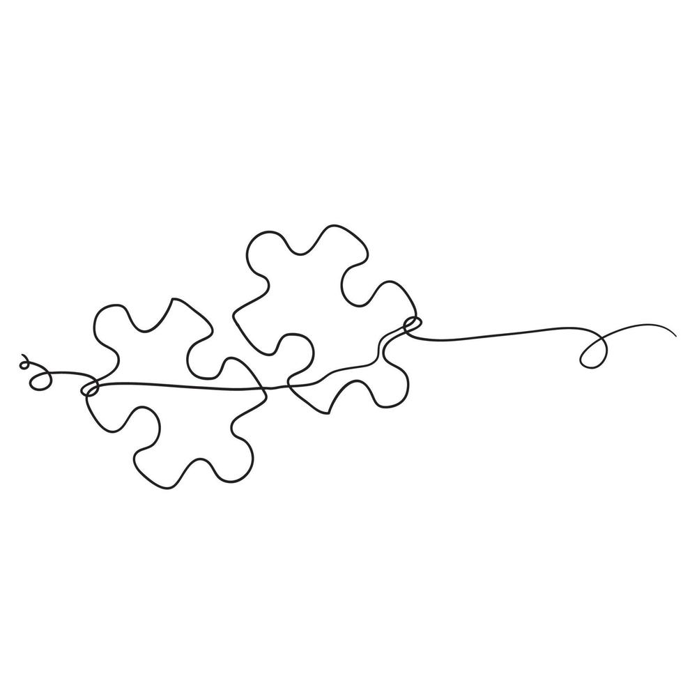 hand drawn doodle puzzle jigsaw illustration in continuous line art style vector