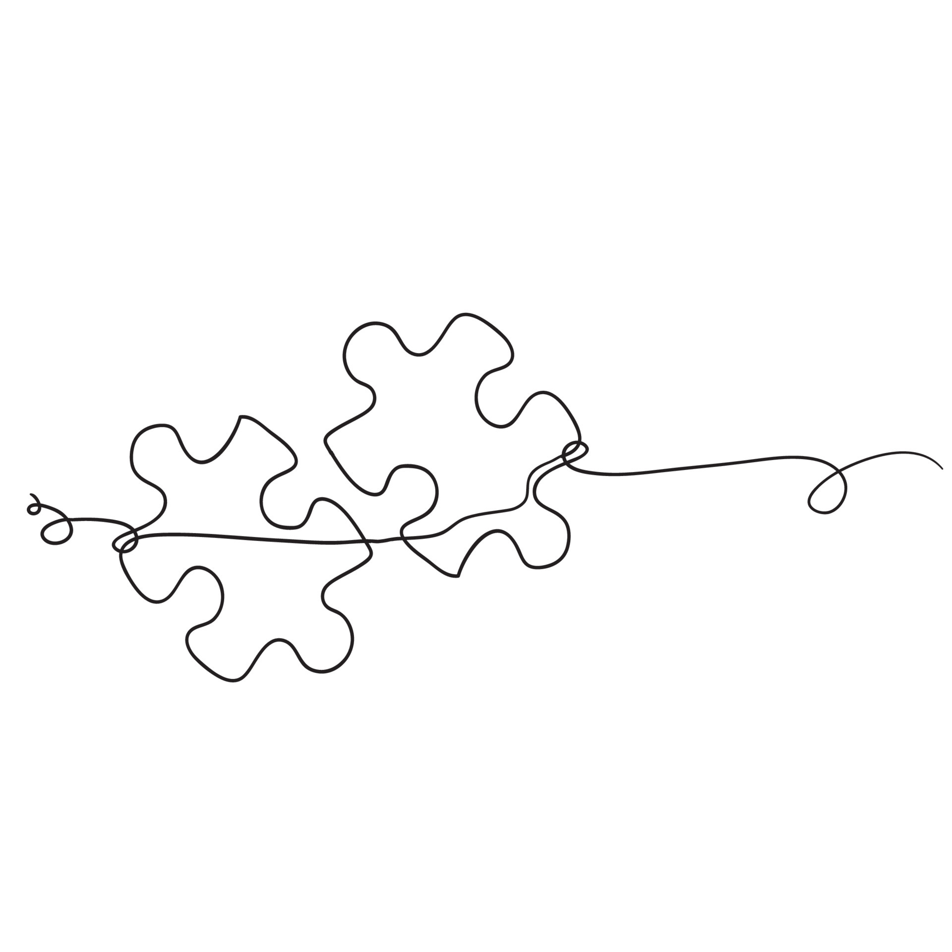hand drawn doodle puzzle jigsaw illustration in continuous line art