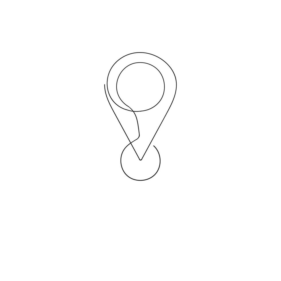 hand drawn doodle GPS map pin icon isolated in continuous line art style vector