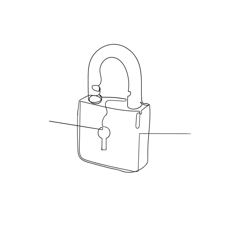 continuous line drawing padlock illustration vector isolated