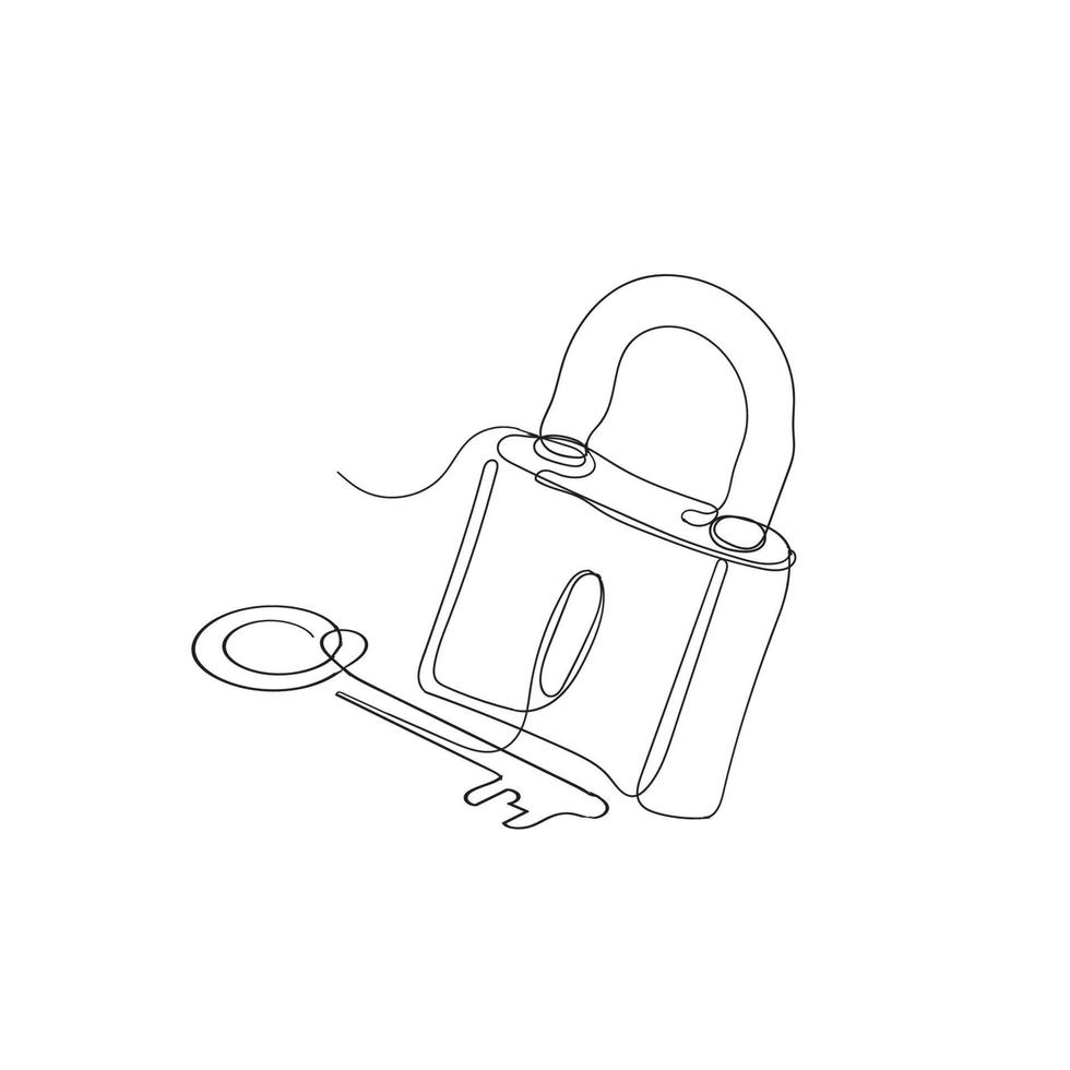 continuous line drawing padlock illustration vector isolated