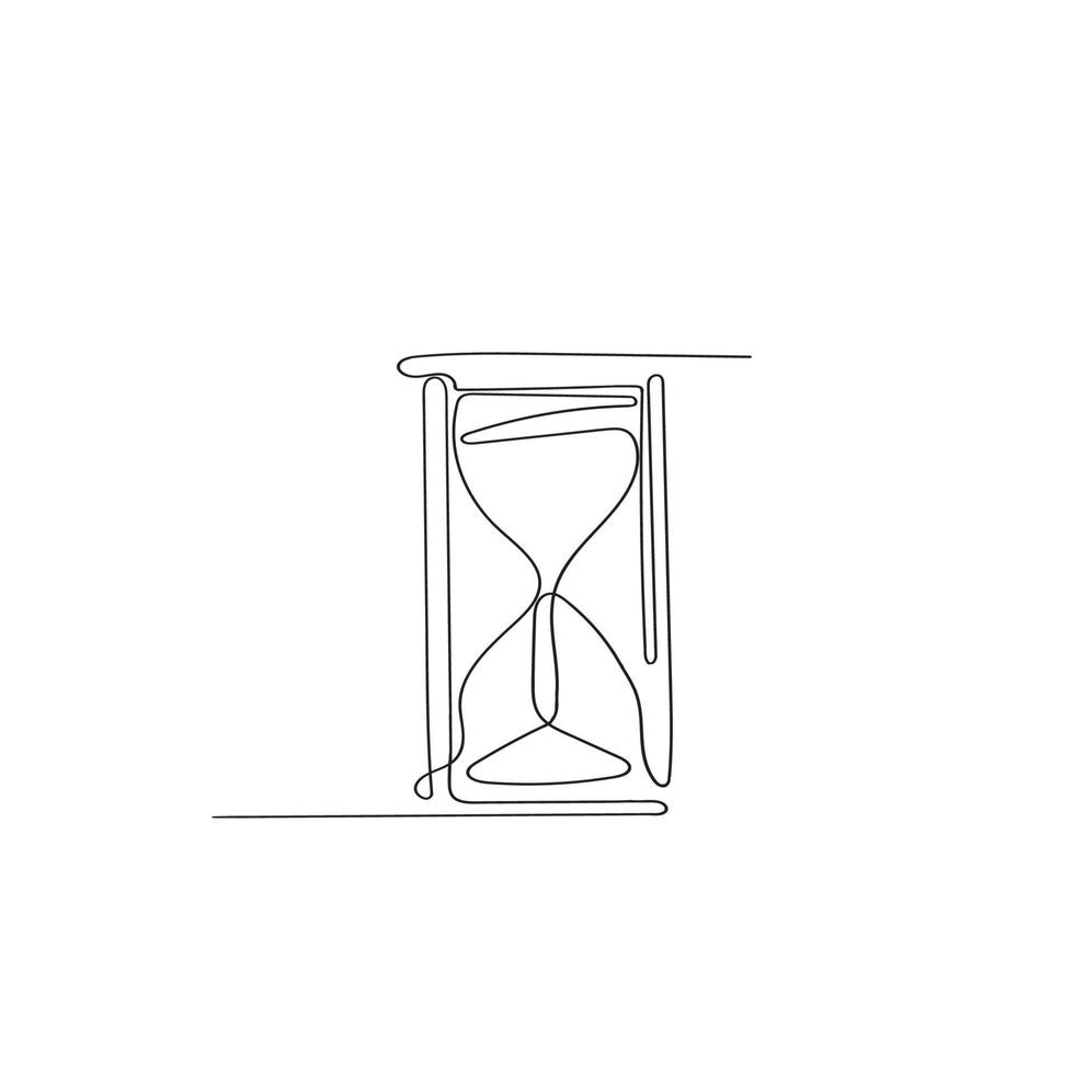 dibujado a mano doodle ilustración de reloj de arena en estilo de arte de una línea vector