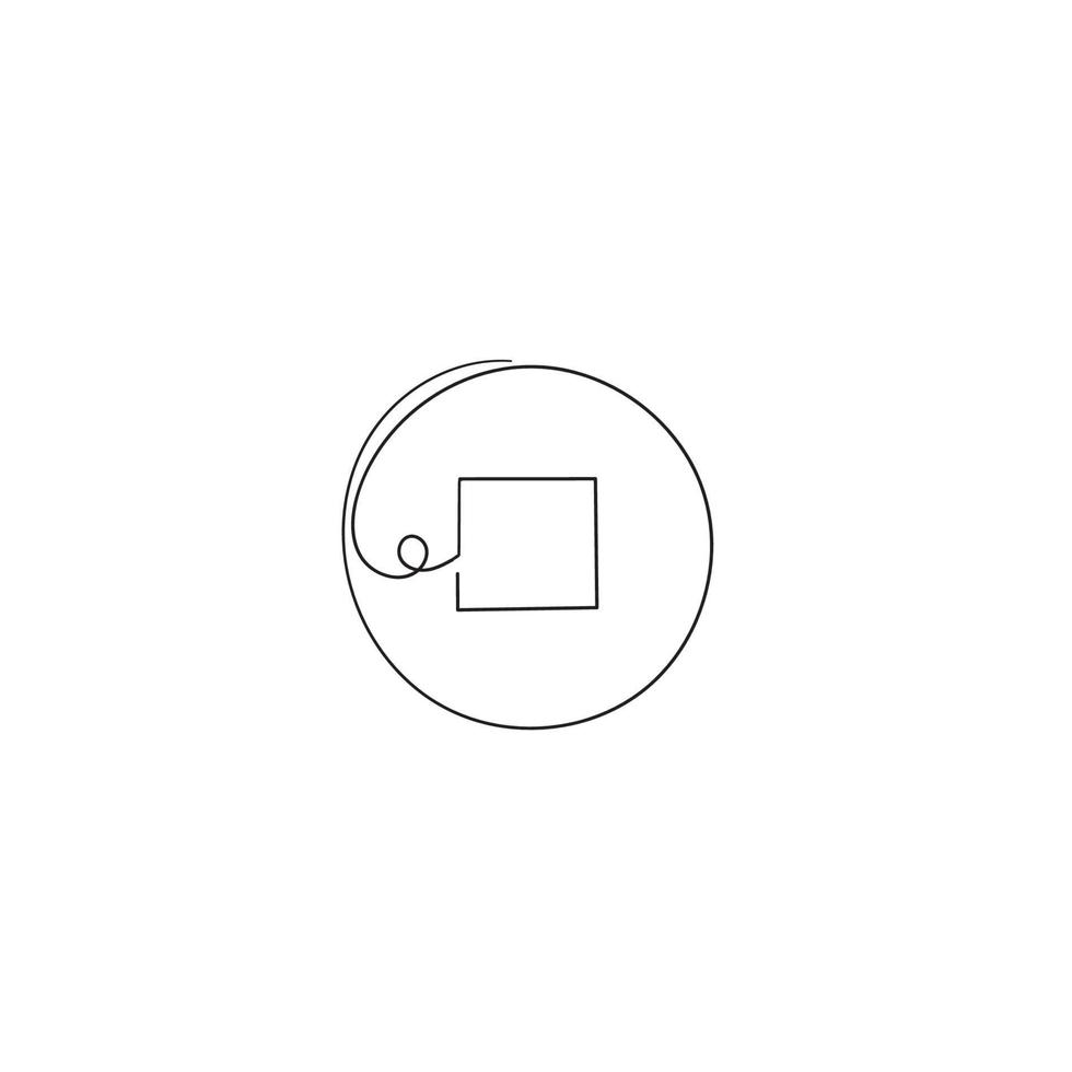 hand drawn doodle stop button illustration vector isolated background in continuous line art style vector