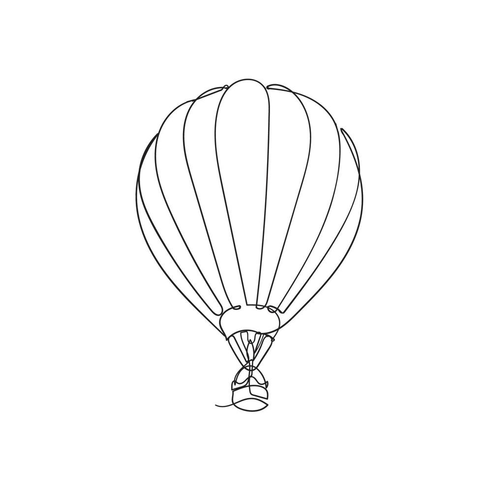 hand drawn doodle air balloon illustration in continuous line art style vector