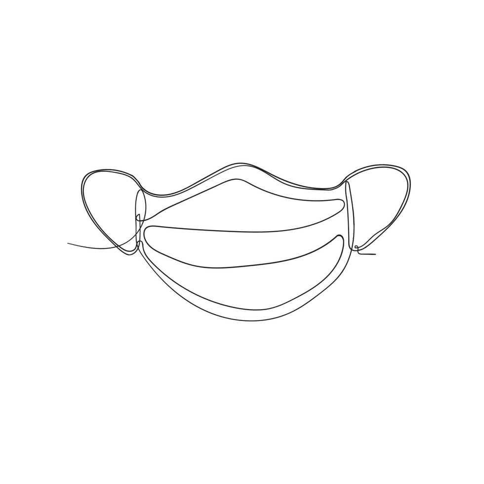 medical mask illustration vector in continuous line art style