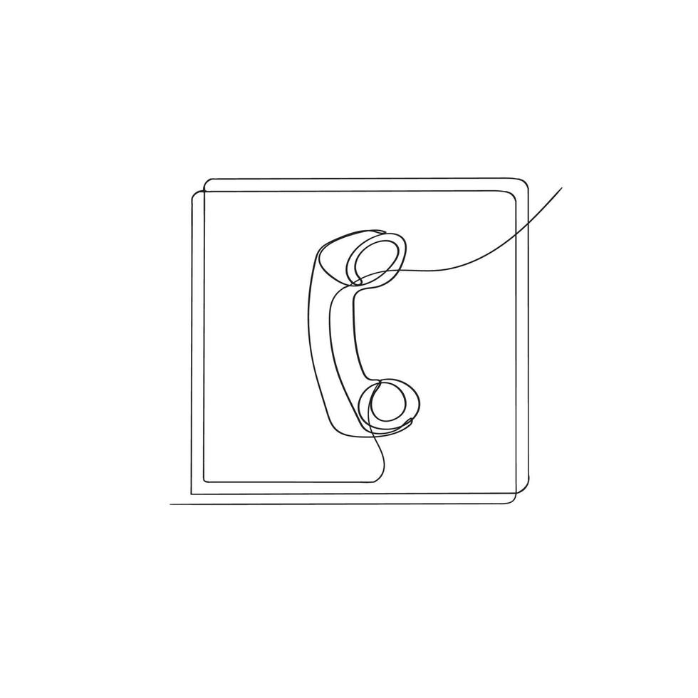 Ilustración de símbolo de icono de teléfono en dibujo de línea continua vector