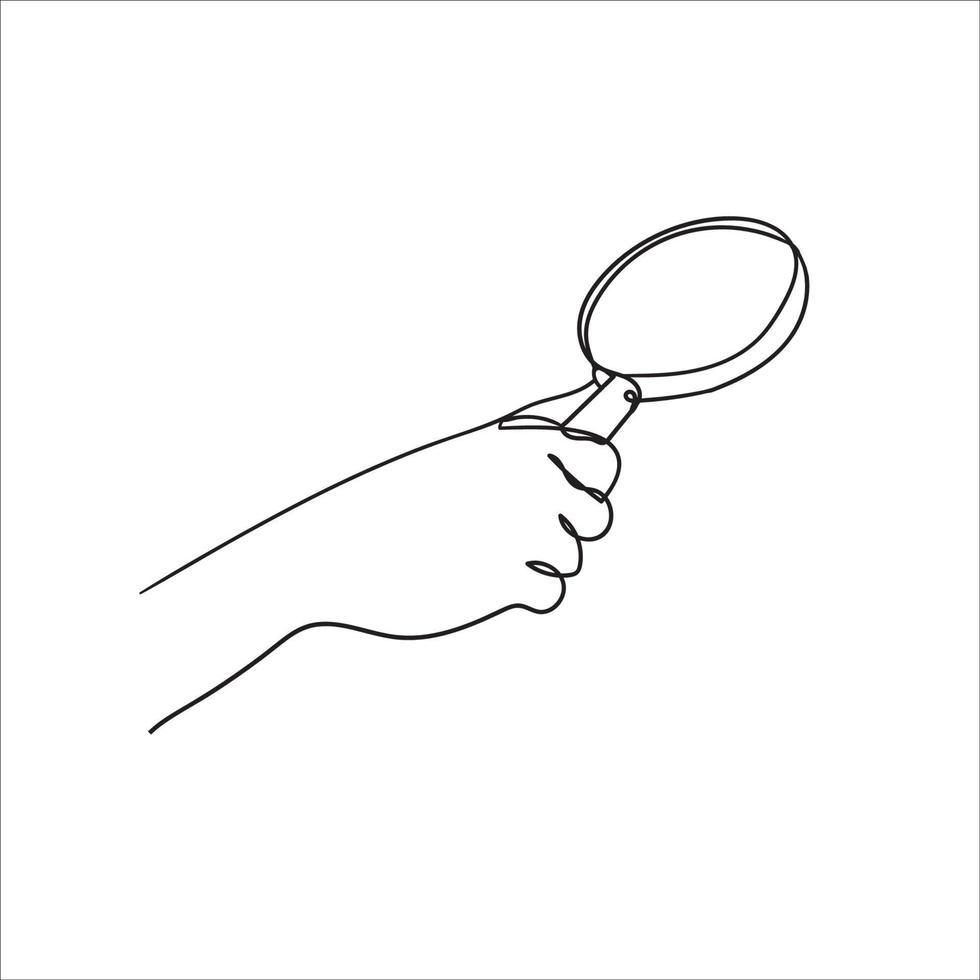 hand drawing doodle hand holding of magnifying glass illustration vector