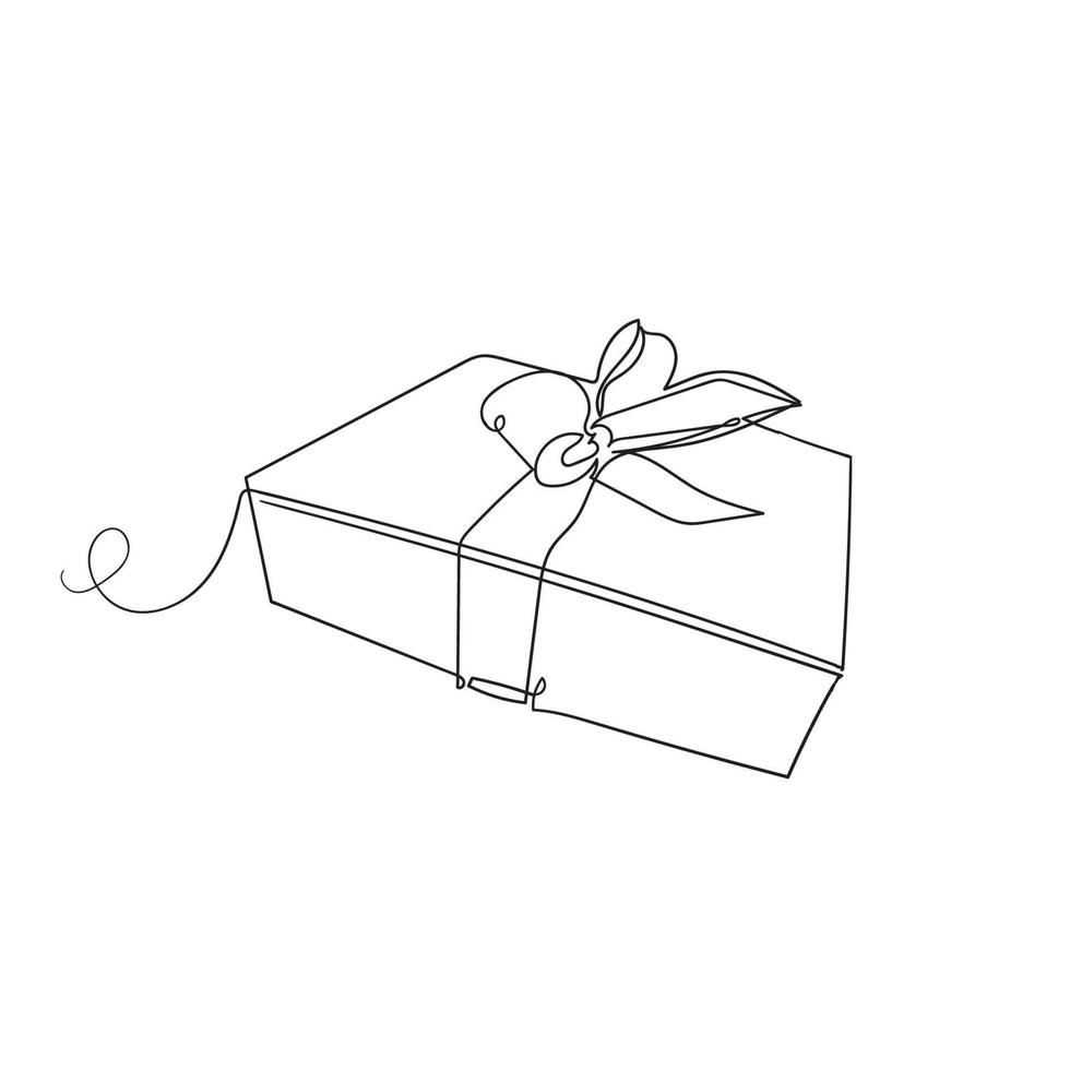 hand drawing continuous line doodle gift box illustration vector