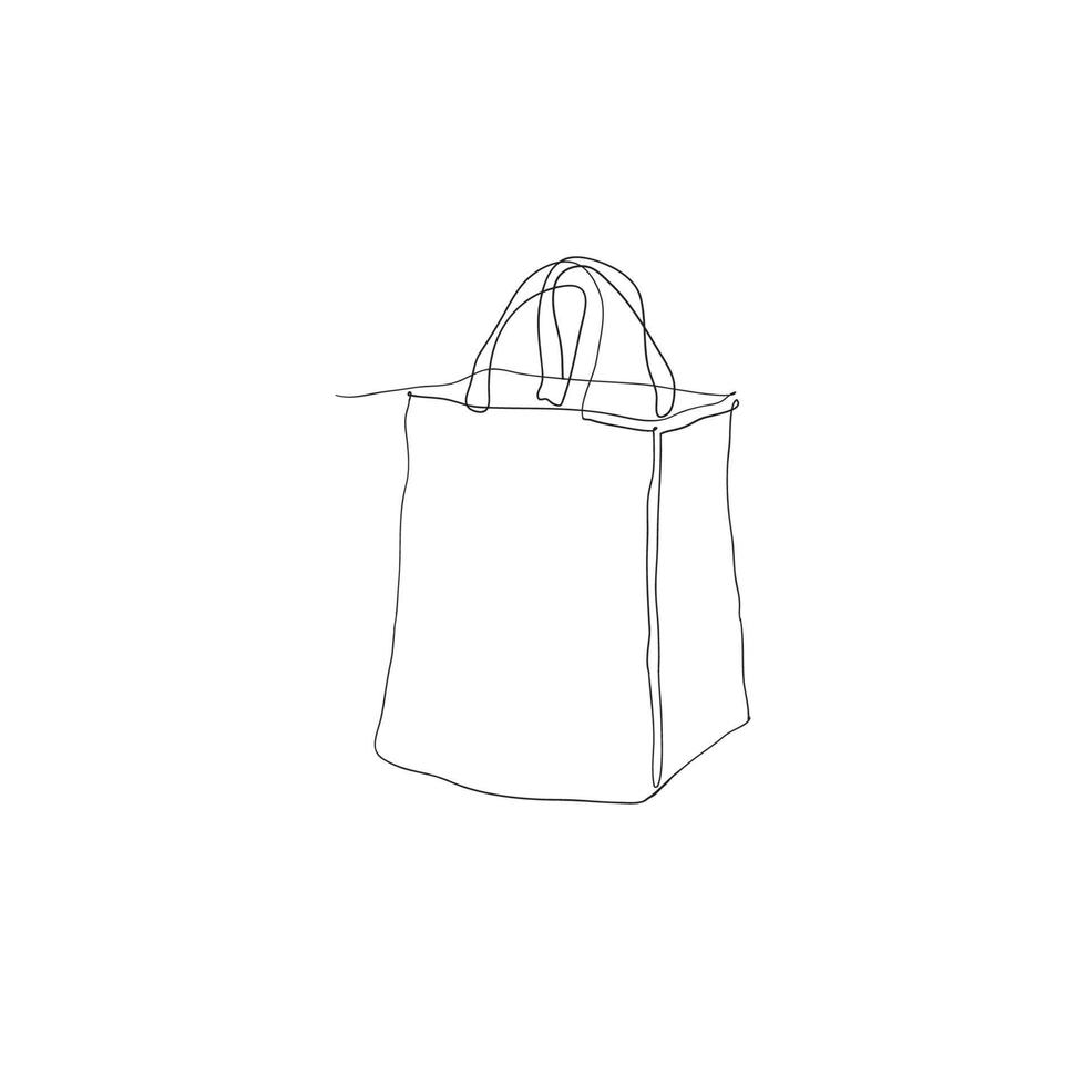 Ilustración de bolsa de compras en vector de estilo de dibujo de línea continua