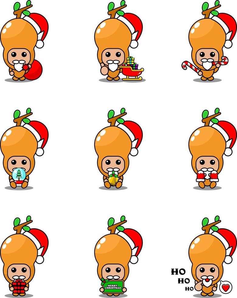 vector cartoon character cute tamarind spice mascot costume set christmas bundle