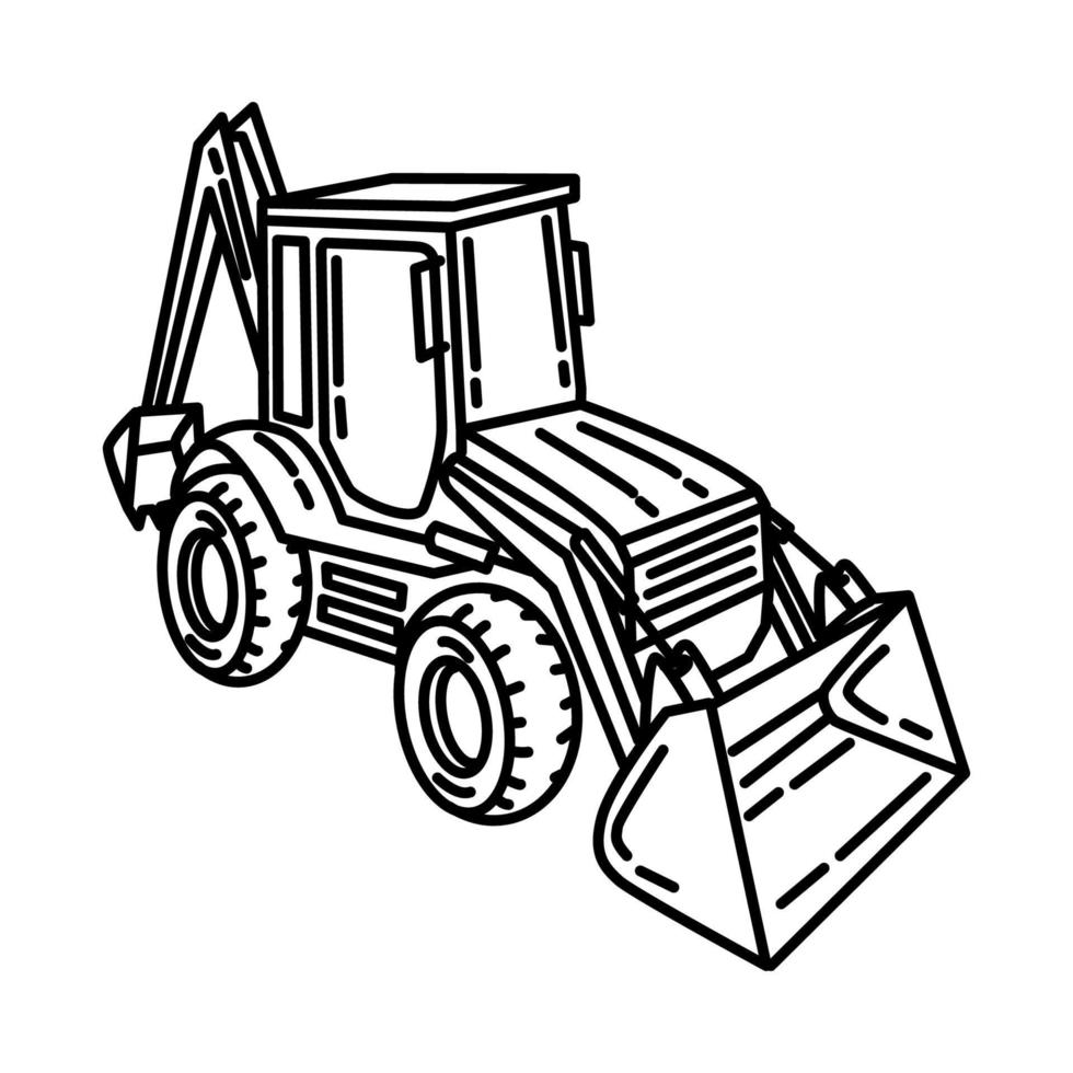 Backhoe Loader Icon Vector. Doodle Hand Drawn or Outline Icon Style vector