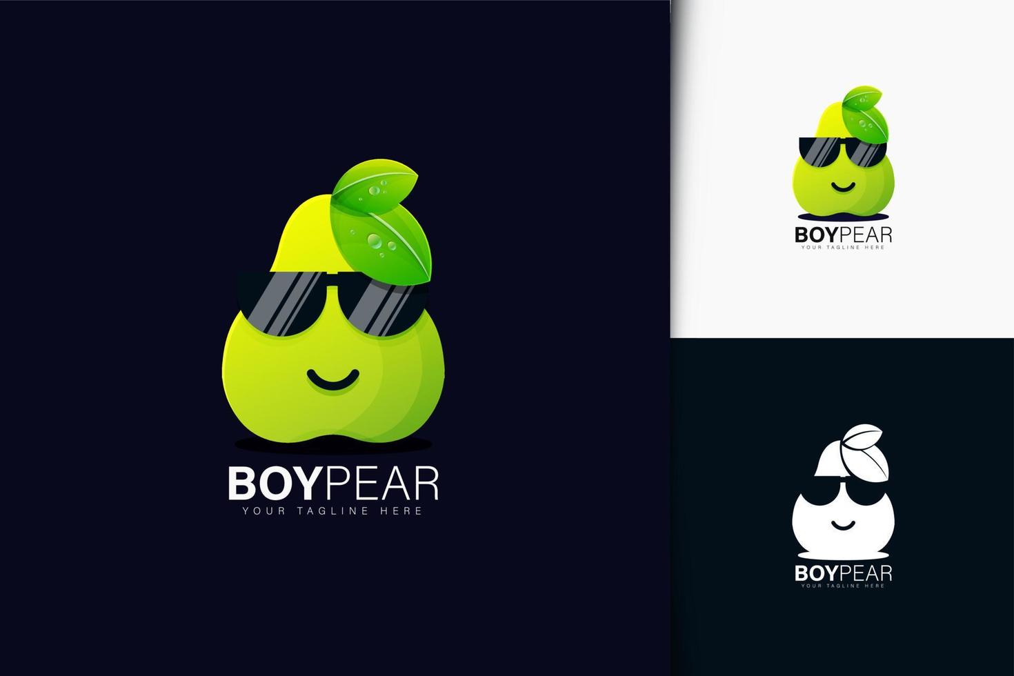 Boy and pear logo design vector