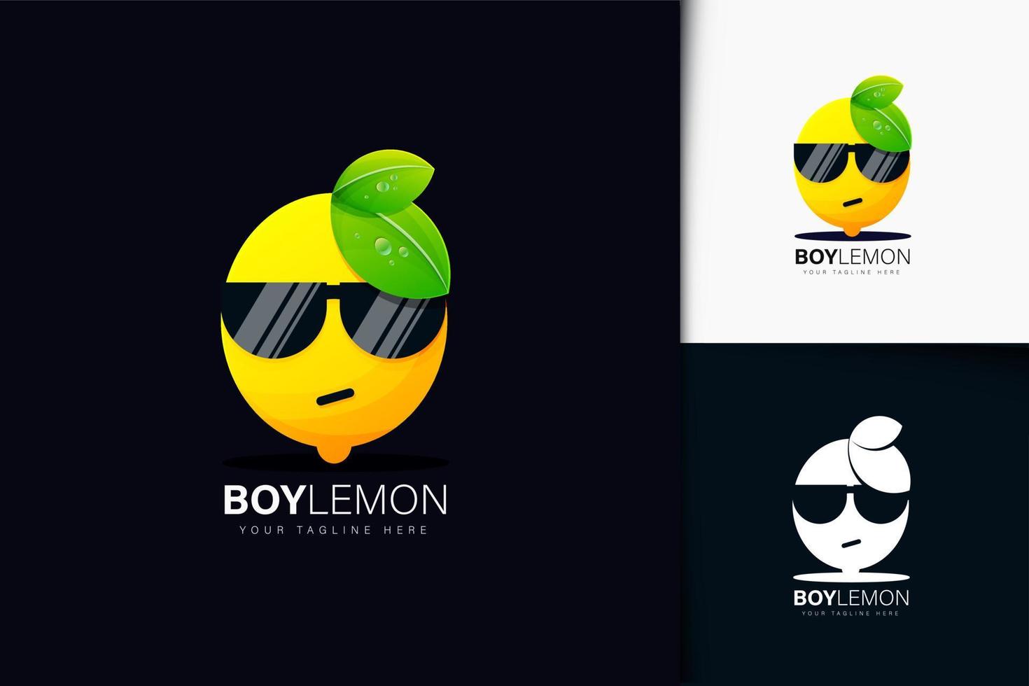 Boy and lemon logo design vector