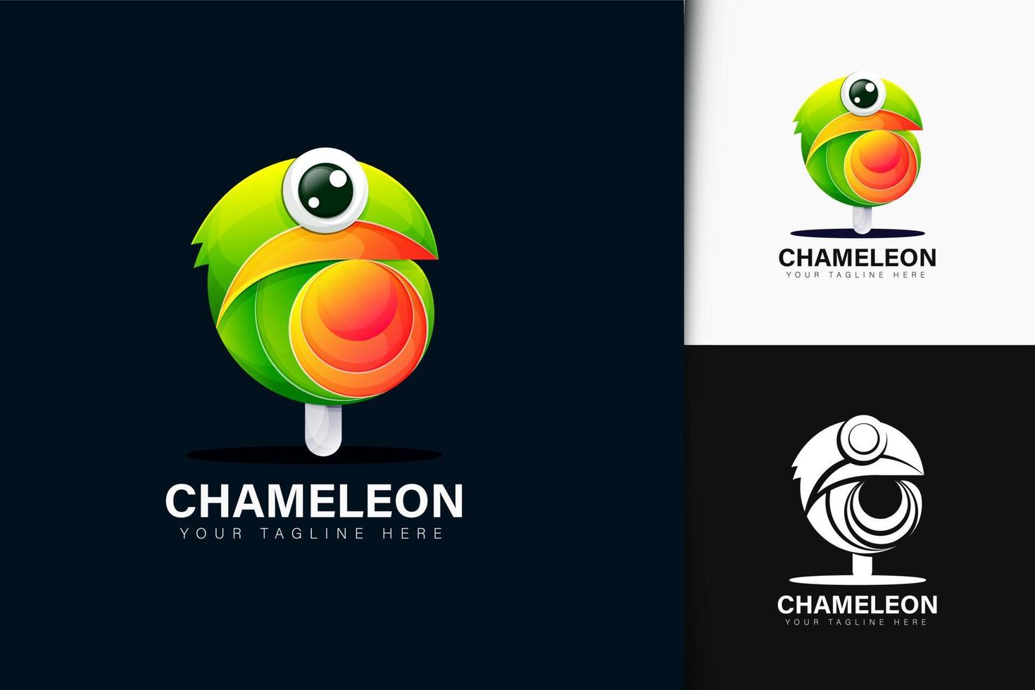 diseño de logotipo de cameleon y lollipop vector
