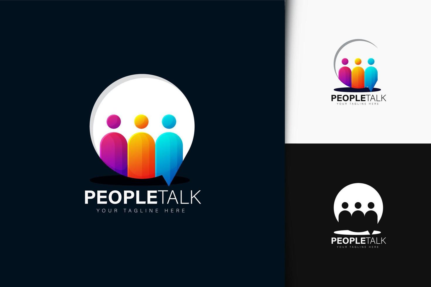 Colorful gradient people talk logo design vector