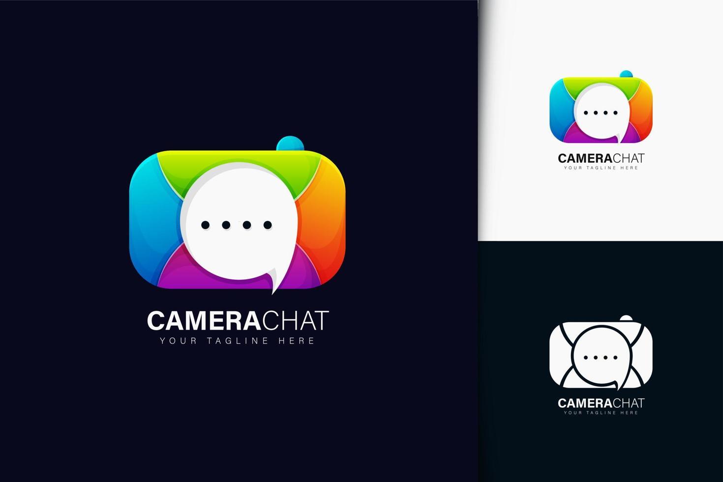 Colorful gradient camera chat logo design vector