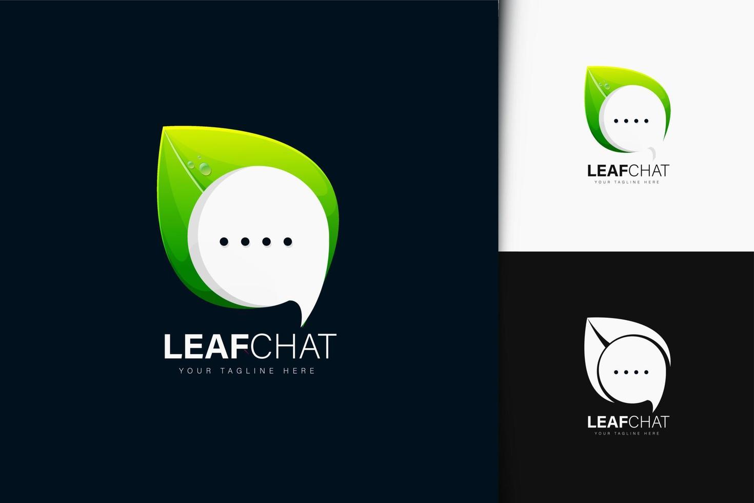 diseño de logotipo de chat de hoja con degradado vector