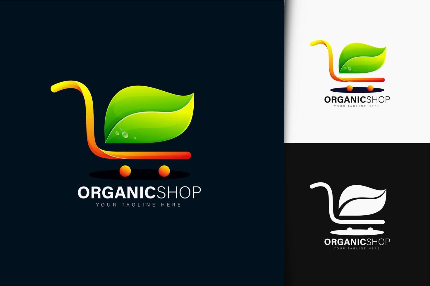 diseño de logotipo de tienda orgánica con degradado vector