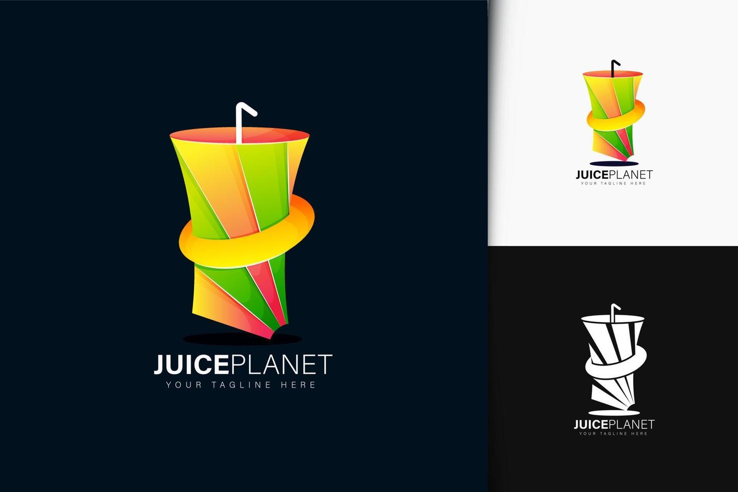 Juice planet logo design with gradient vector