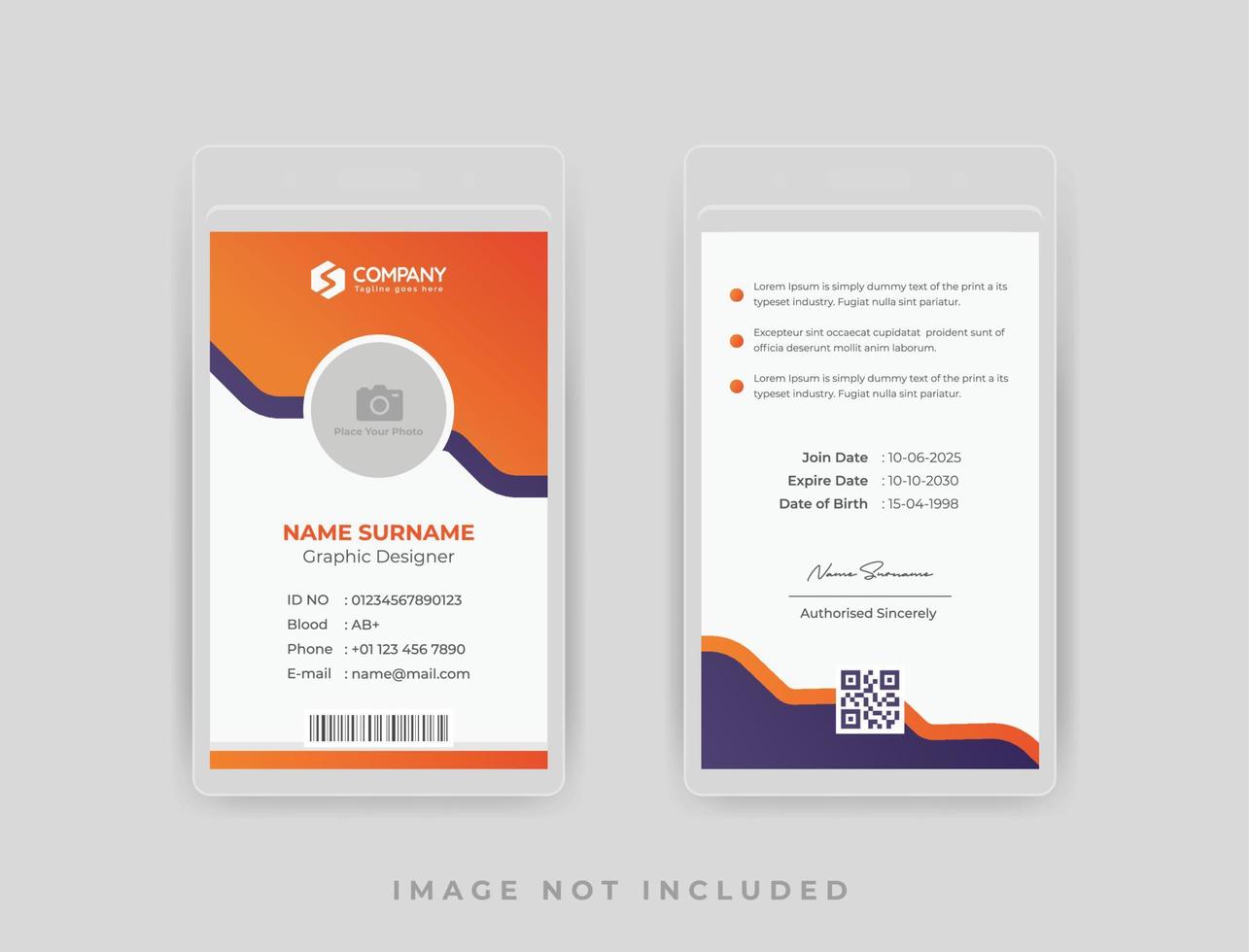 tarjeta de identidad comercial minimalista limpia con color naranja vector