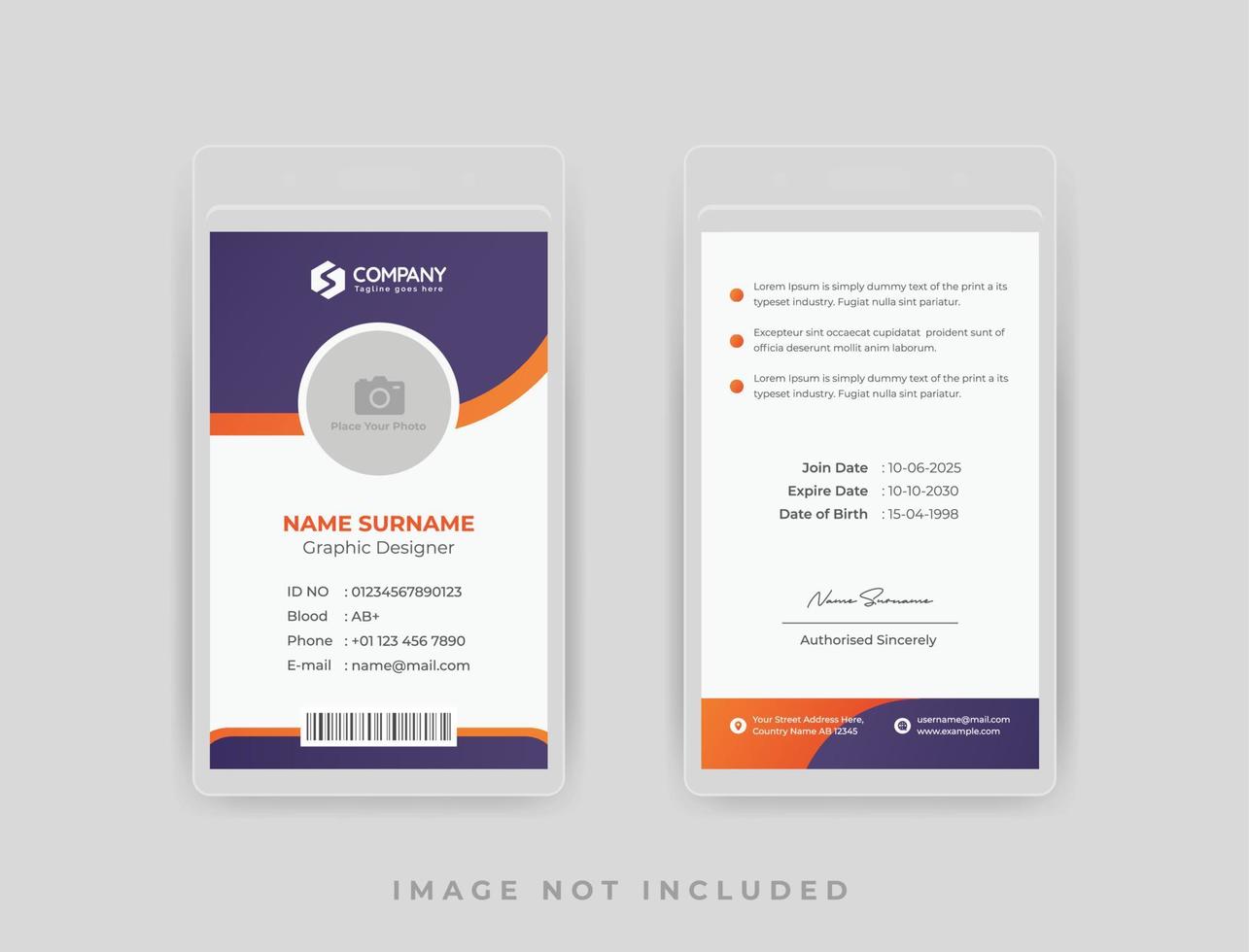 Simple Corporate Office ID Card Design Template vector