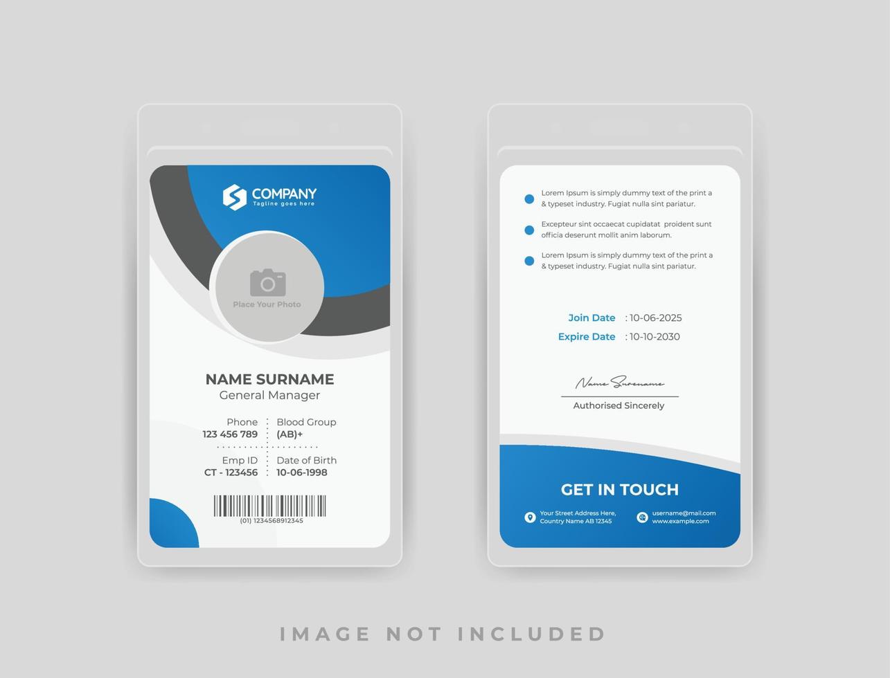 Modern office id card template with blue color vector