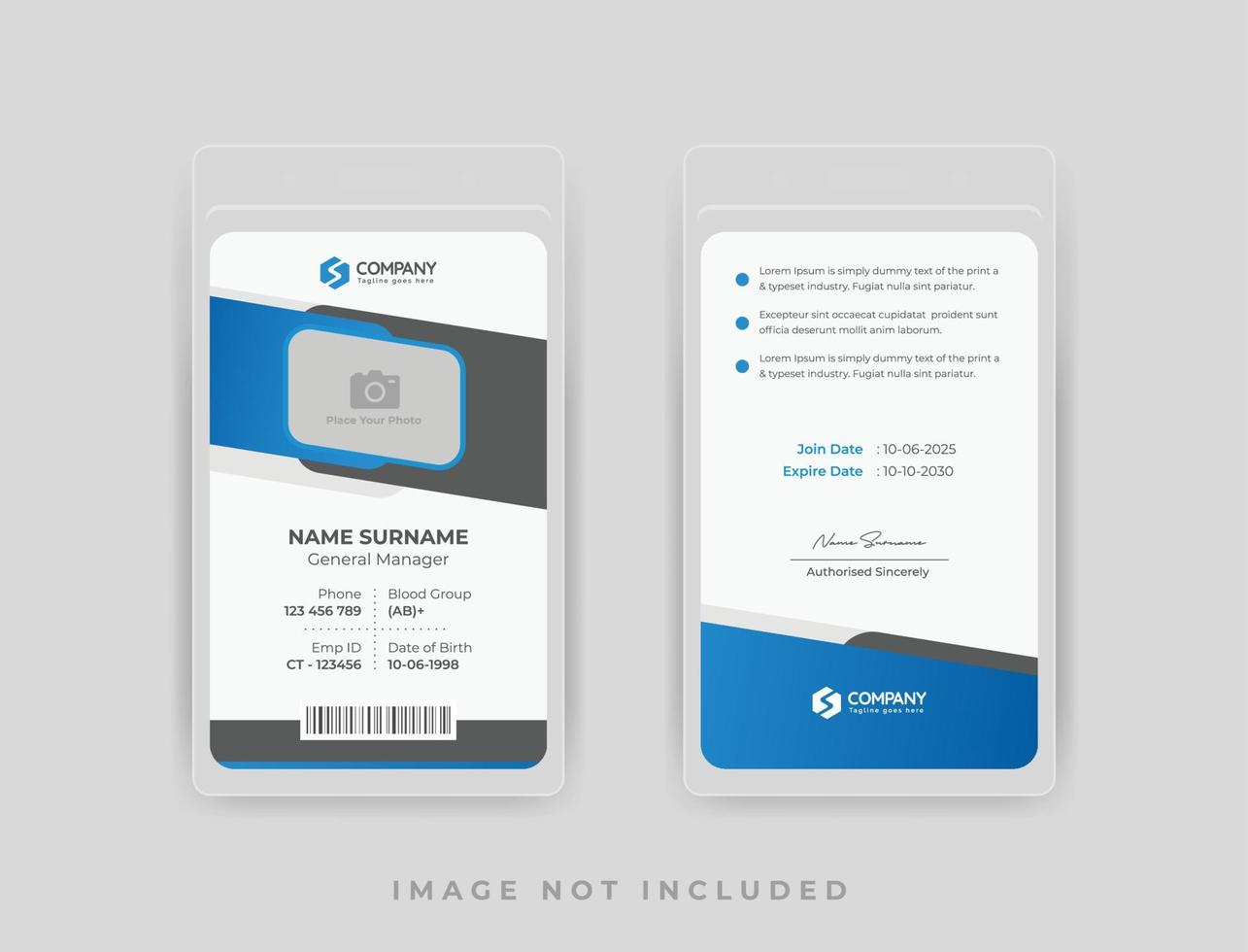 plantilla de diseño de tarjeta de identificación minimalista limpia azul vector