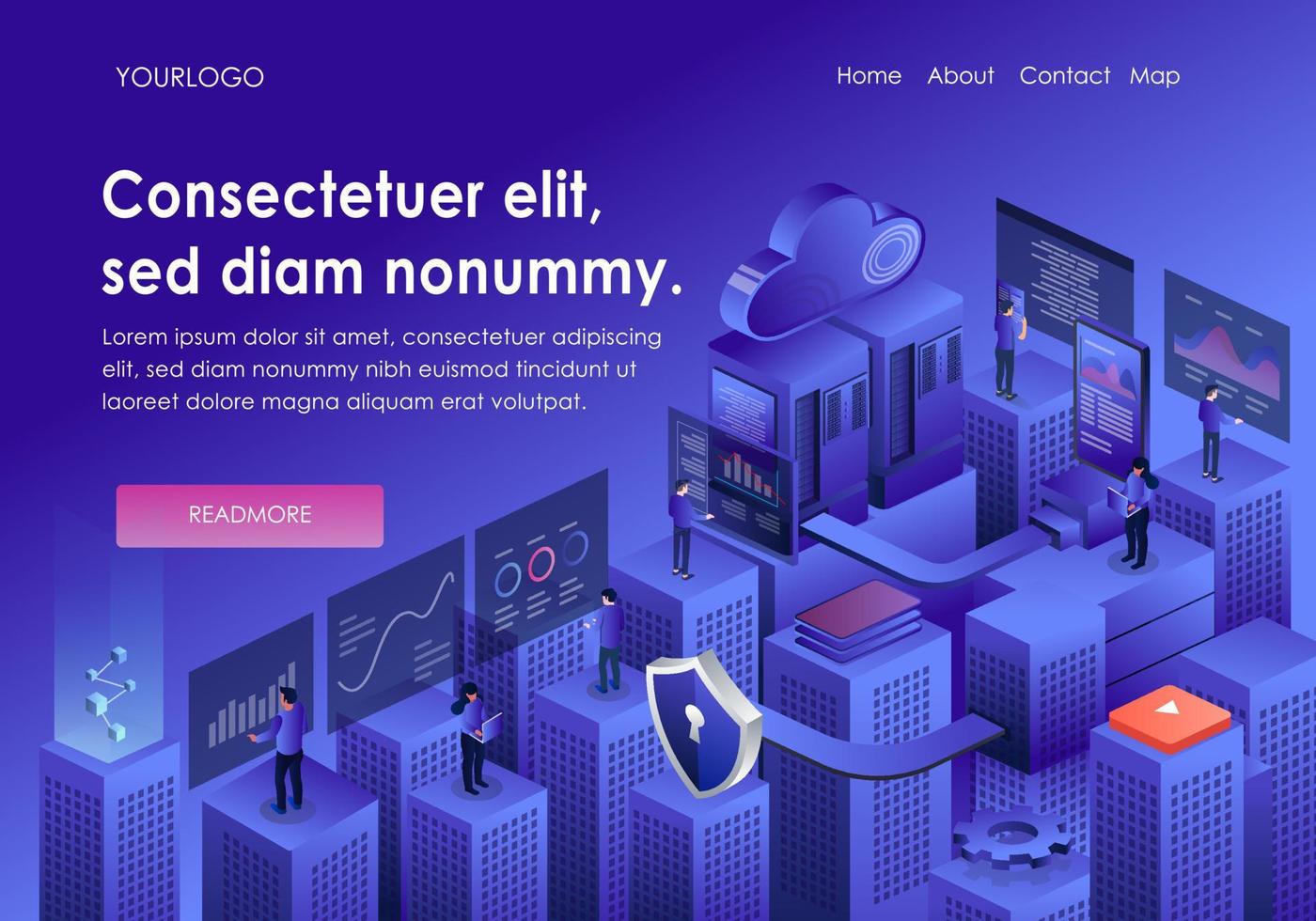 Technology data analytics cloud server digital transformation test application vector