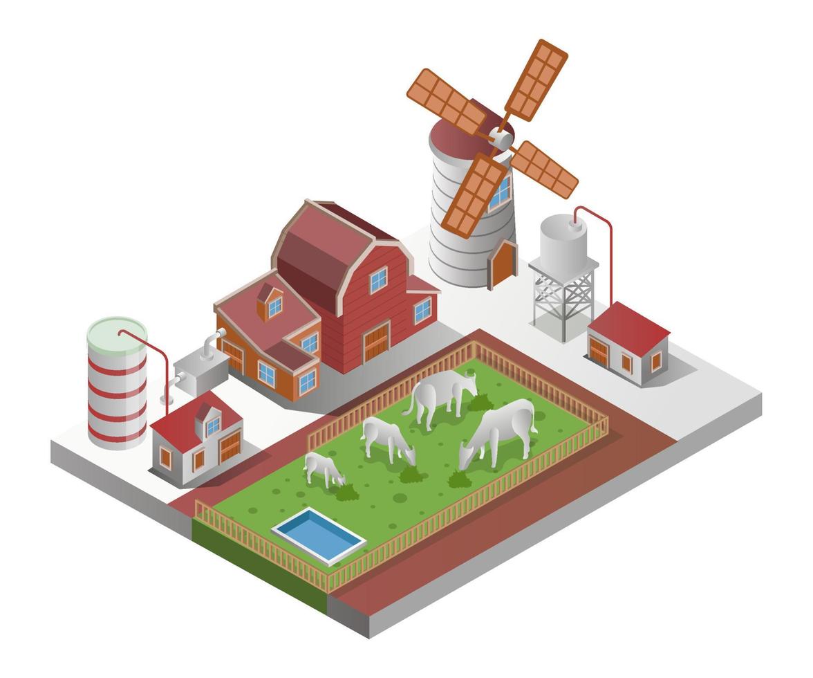 Windmills and cattle ranchers vector