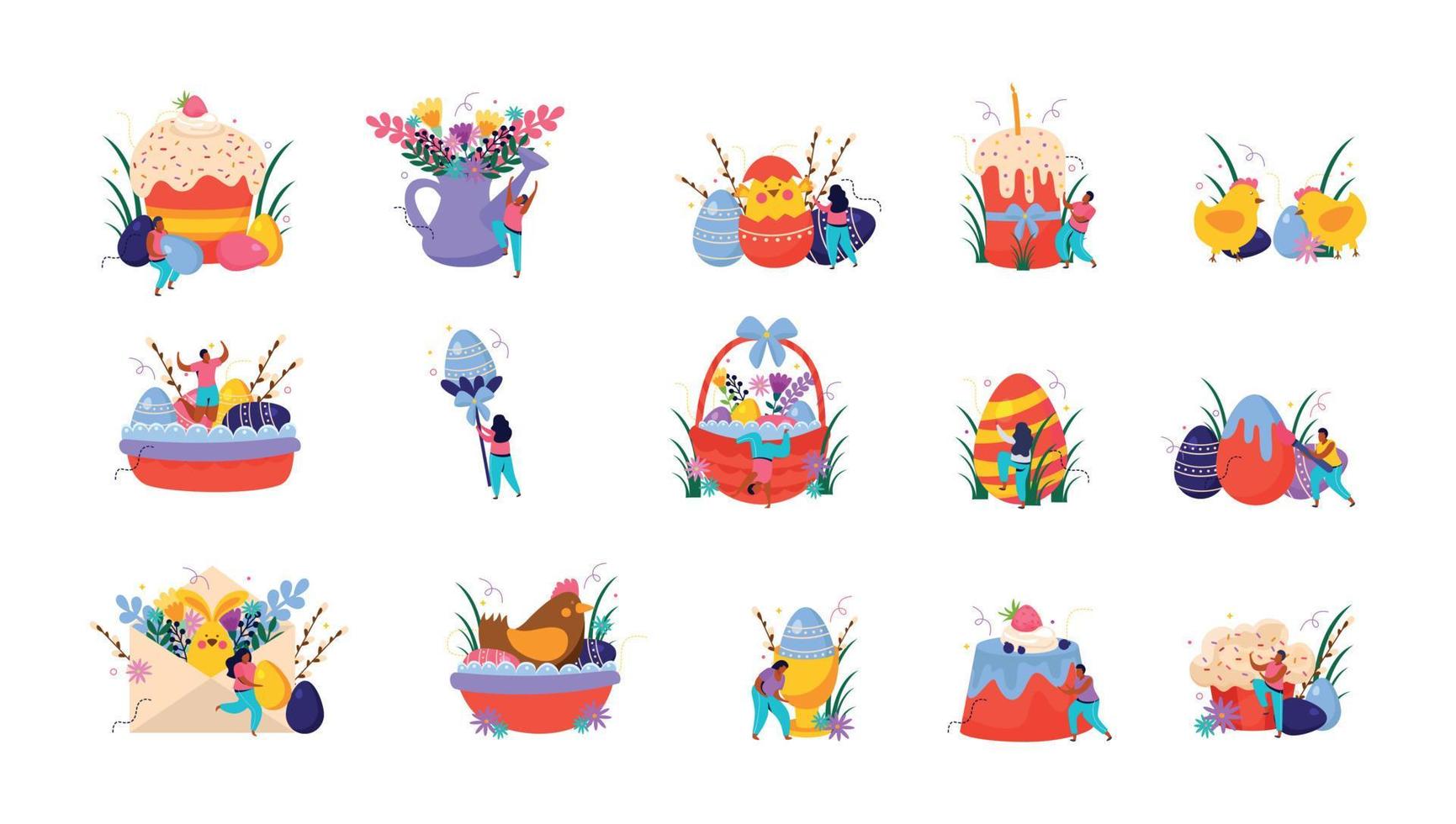 Easter Flat Set vector