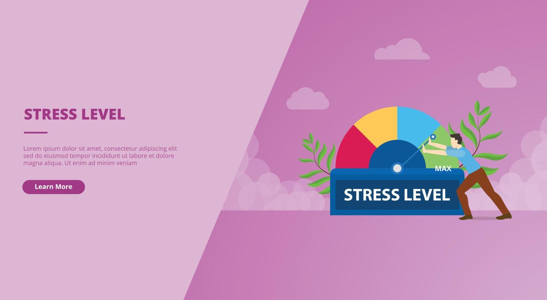 stress level concept for website landing homepage template banner or slide presentation vector