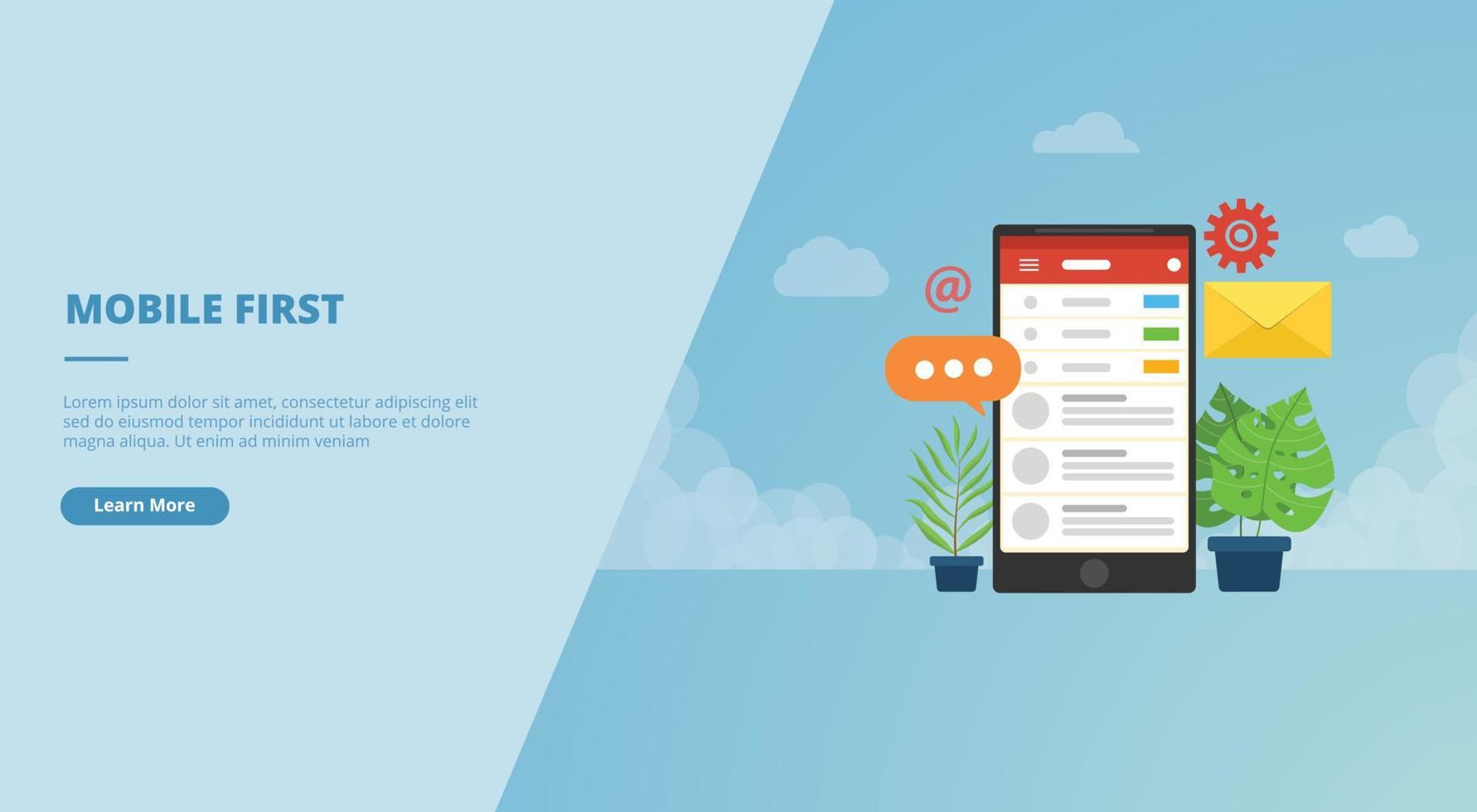 mobile first concept for website landing homepage template banner or slide presentation vector