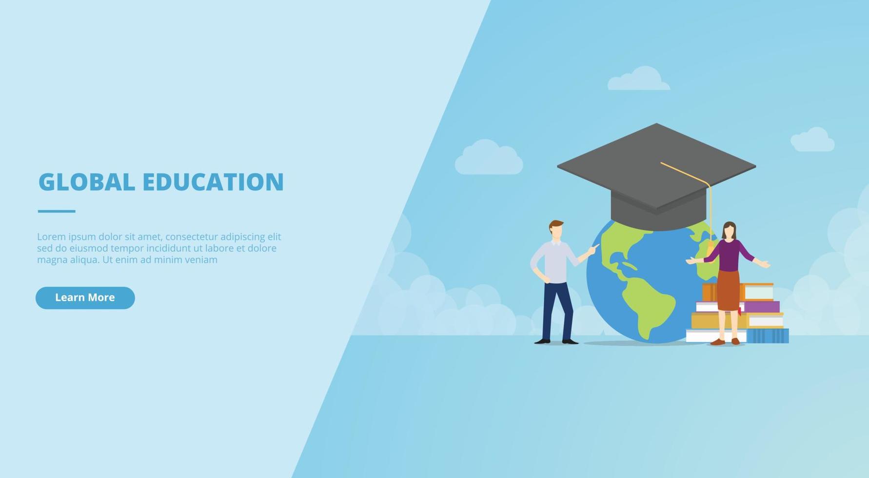 global education technology concept for website landing homepage template banner or slide presentation vector