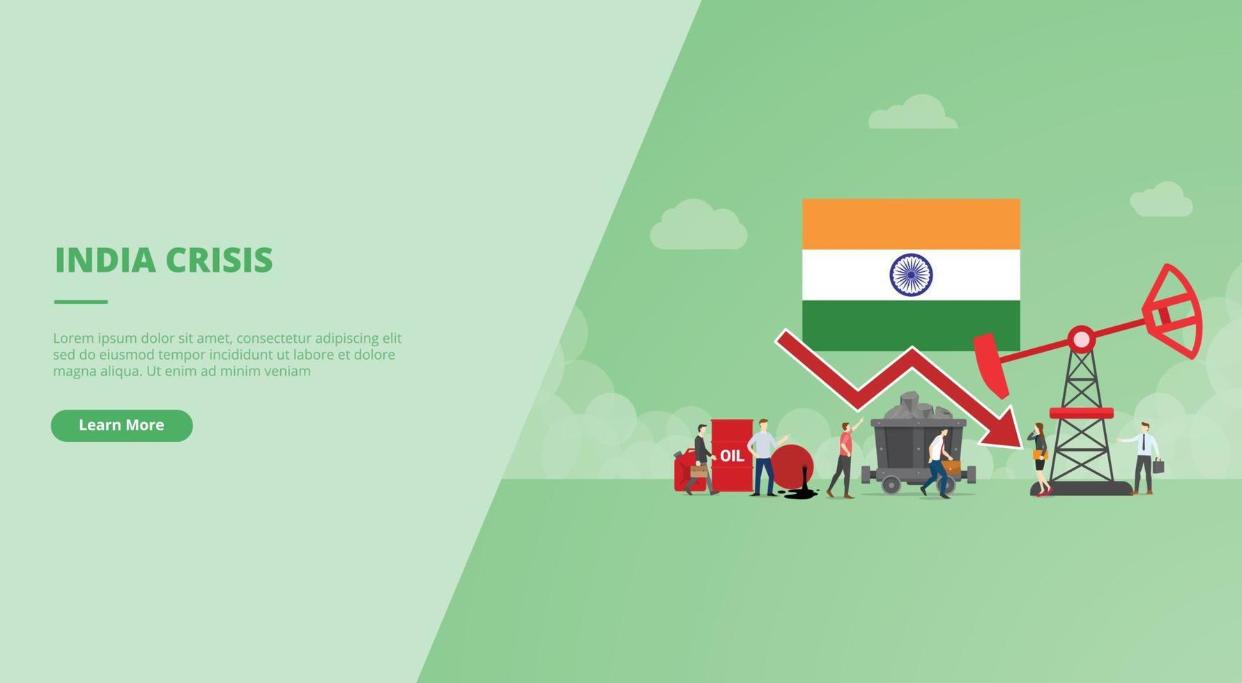 india crisis energy concept for website landing homepage template banner or slide presentation vector