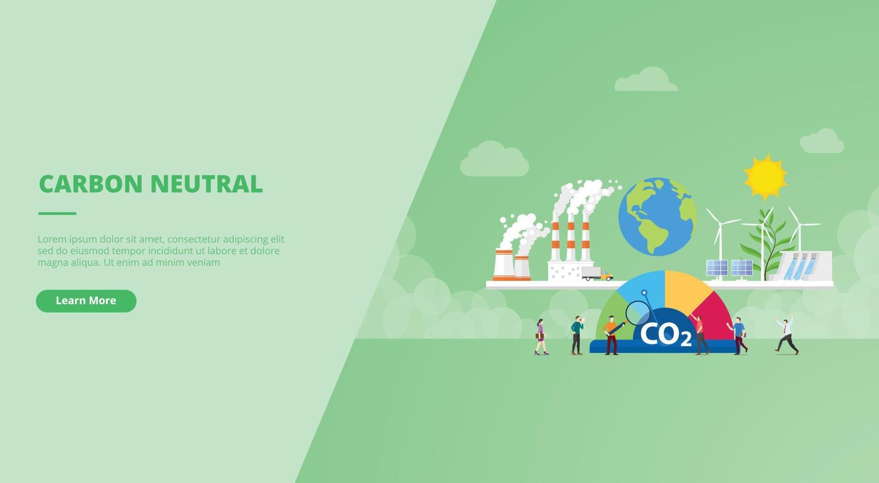 carbon neutral concept for website landing homepage template banner or slide presentation vector