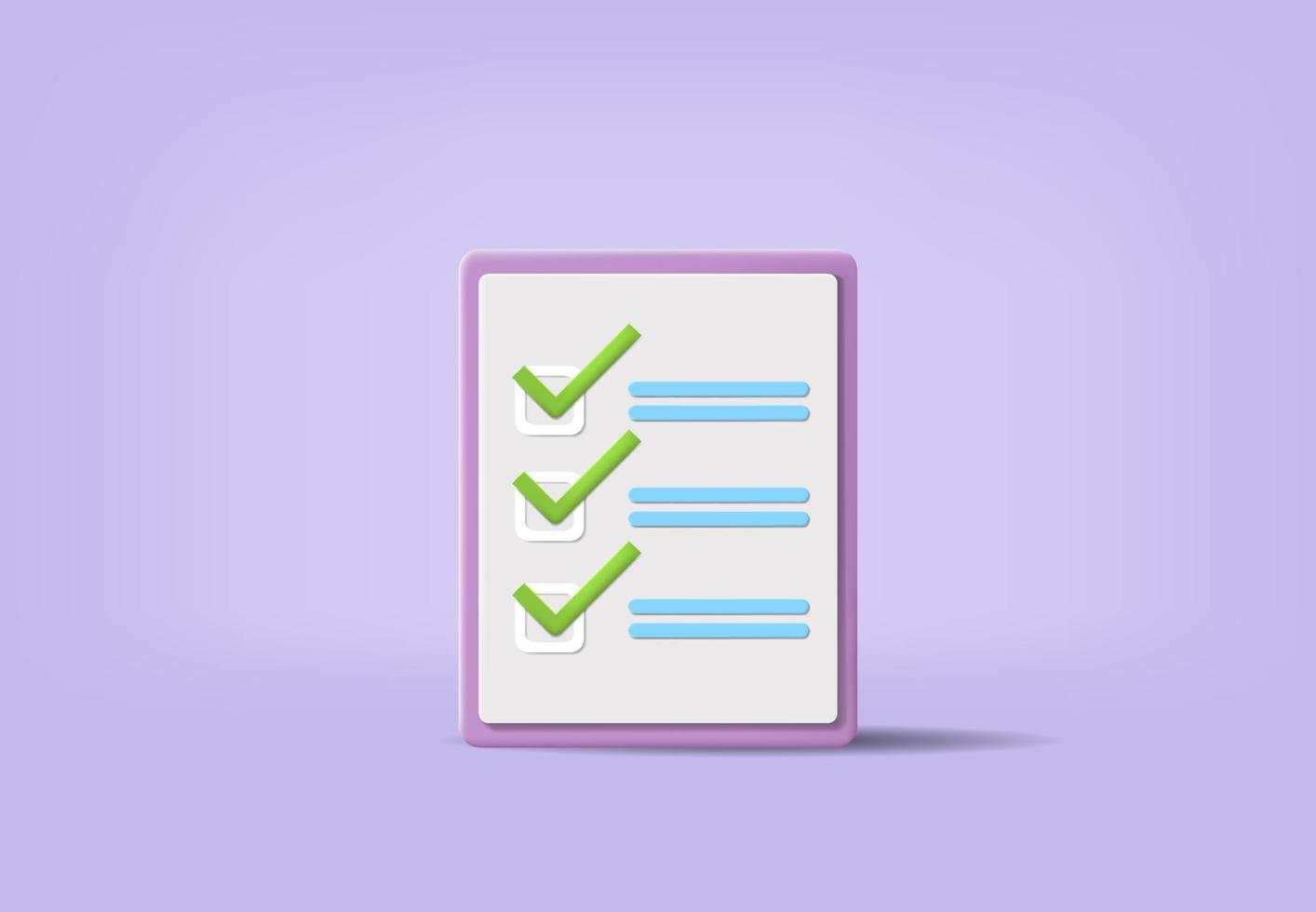 checklist todo list clipboard concept with 3d cartoon realistic vector style