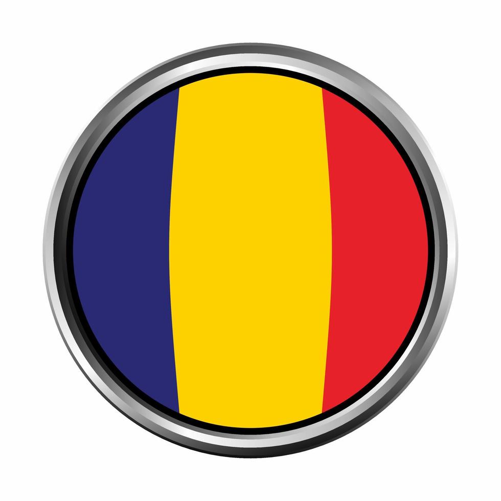 chad Flag with silver circle chrome Frame Bevel vector