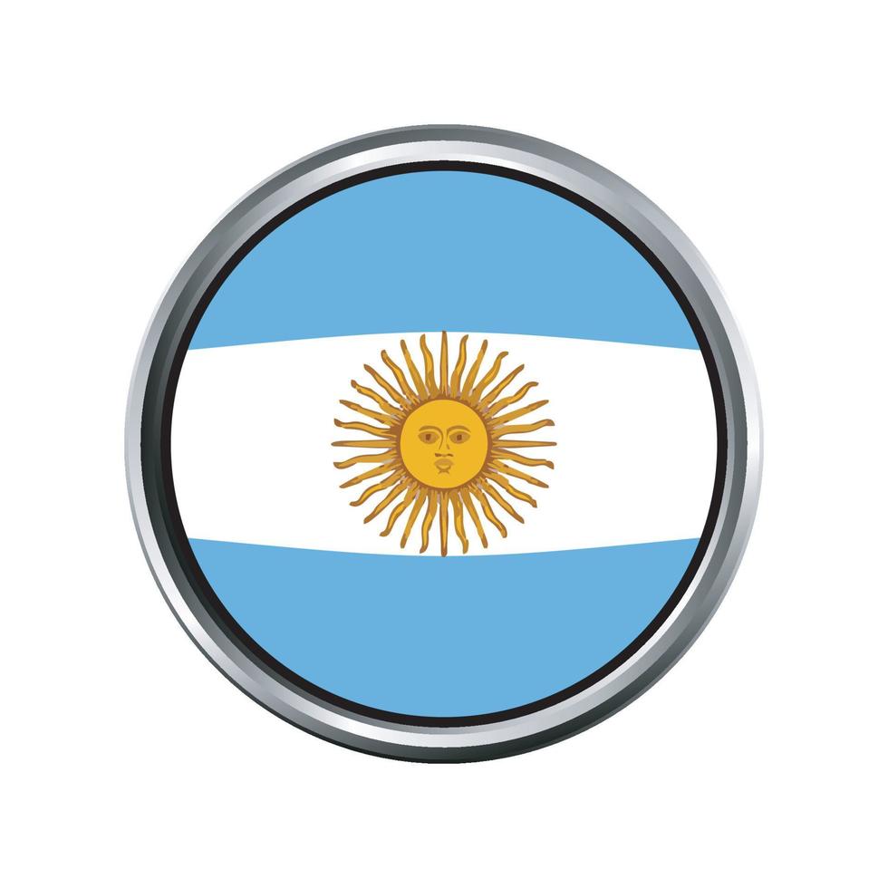 argentina Flag with silver circle chrome Frame Bevel vector