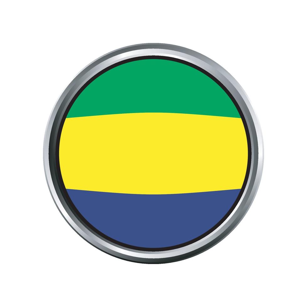 Bandera de Gabón con bisel de marco cromado de círculo plateado vector