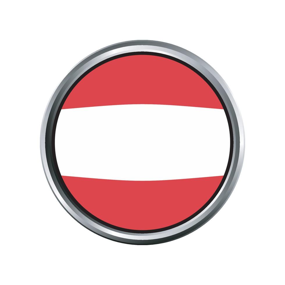 austria Flag with silver circle chrome Frame Bevel vector