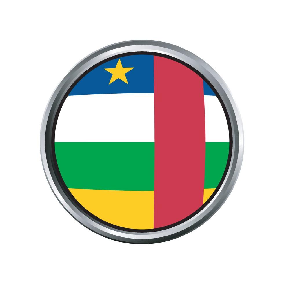 central africa Flag with silver circle chrome Frame Bevel vector